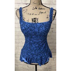Profile By Gottex Standard Mehndi Square Neck Petrol‎ Tankini Top Size 32D New